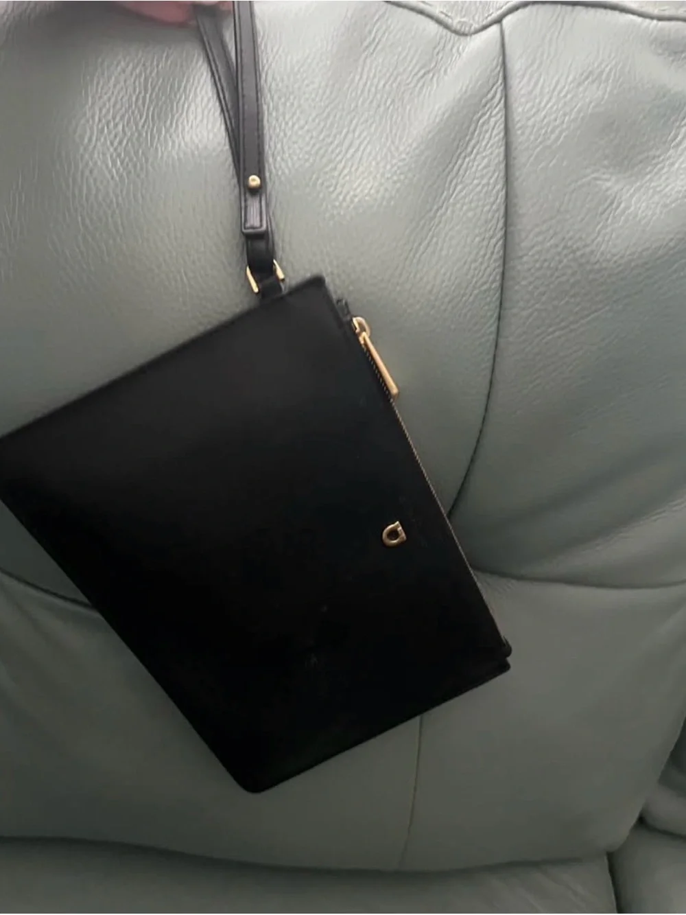 Black Leather Wristlet Clutch - Sleek Everyday Carry